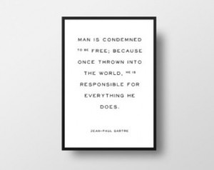 Sartre, Philosophy Poster , Writer Quote, Vintage Print, Author Quote ...