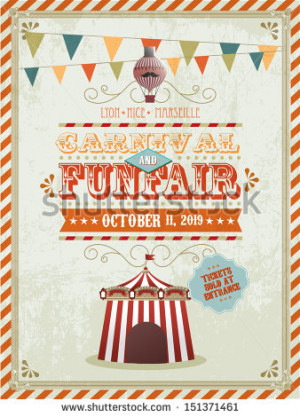 vintage fun fair and carnival poster template vector/illustration ...