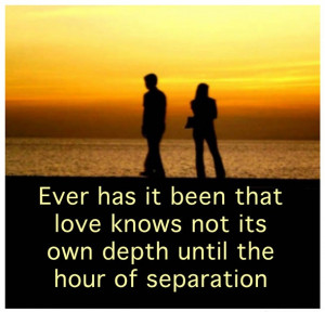 ... knows not its own depth until the hour of separation. - Kahlil Gibran