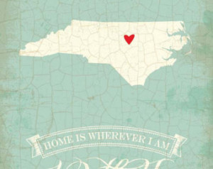 North Carolina map art state poster - 8 x 10 Typographic poster ...