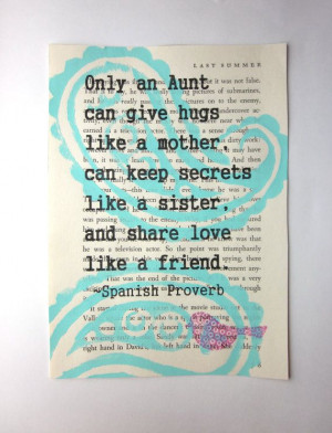 - Aunt quote Spanish Proverb print on a book page, aunt saying, aunt ...