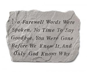 No Farewell Words - Memorial Stone (PM3295)