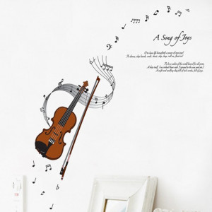 Violin wall stickers yoga music guitar wallpaper music dm69-0008 ...