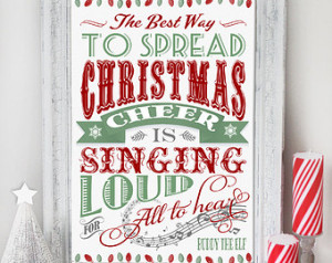 buddy elf poster instant download art print quote red green poster ...