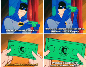 Batman Studies Some Counterfeit Money In The Classic Cartoon