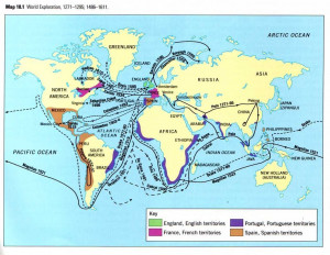 Hernan Cortes Route of Exploration On World Map
