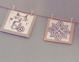 Baby room artwork, black and white visual stimulating images on jute ...