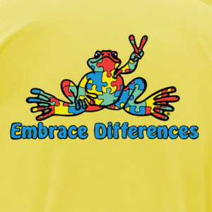 Embrace Differences Autism Awareness Peace Frog