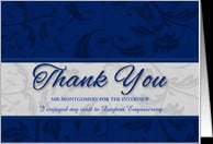 Custom Business Thank You for the Interview Blue and Silver card ...