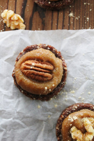ALMOND CACAO COOKIES with SALTED MACA CARAMEL