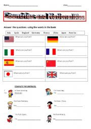 Vocabulary worksheets > Countries and nationalities > Nationalities