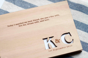 Natural Wood Engraved Wedding Guest Book Giveaway
