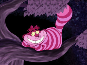 Cheshire cat has to be the base Cat has to be wearing mad hatter's hat ...