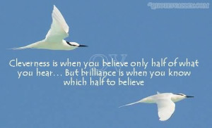 Cleverness is when you believe only half of what you hear.