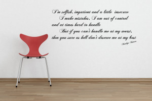 Marilyn Monroe 'I'm Selfish...' Wall Quote Stickers by parkins ...