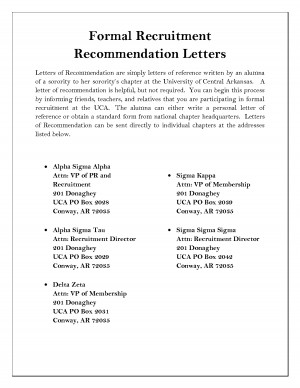 Sorority Recommendation Letter Sample