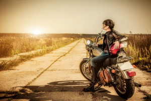 ... of girl biker, wallpaper of a trip on a motorcycle, road For Desktop