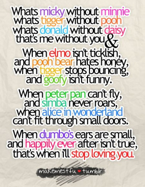 ... ever after, love, loving you, peter pan, pooh bear, quote, simba, text