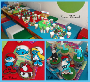 Smurfs Party Decorations, Cookies and Cupcakes #smurfparty #cupcakes