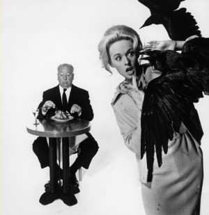 ... Hitchcock with Tippi Hedren for The birds by Philippe Halsman, 1962