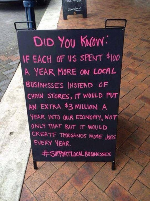 supportlocalbusinesses $100 a year on local products instead of chain ...