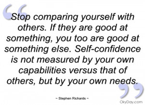 stop comparing yourself with others stephen richards