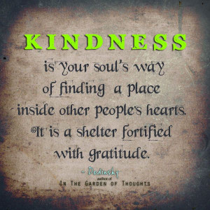 Kindness is your soul's way of finding a place inside other people's ...