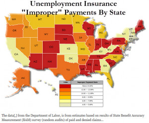 in unemployment insurance benefits is revealed in the map below