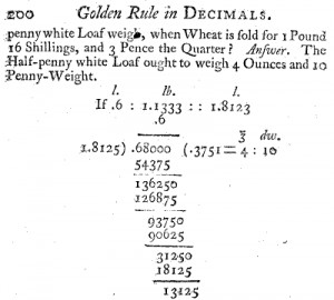 Decimal division in Arithmetick by John Hill (1772)