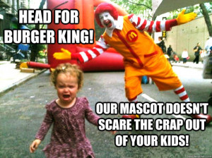 Creepy Ronald McDonald - head for burger king our mascot doesnt scare ...