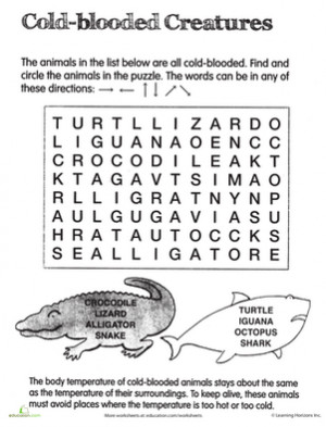 Third Grade Life Science Vocabulary Word Search Worksheets: Animal ...