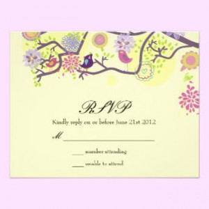 Ivory Love Birds On Tree Wedding Rsvp Card Personalized Invitation