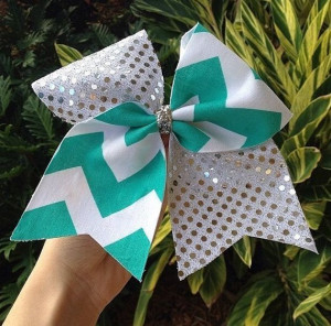 mint green cheer bow also with the base color of it white but can't ...
