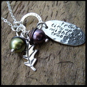 quote in sterling with custom color charms hand stamped acorn quote ...