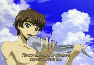 funny anime screencap pleasure fish