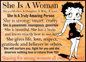 she is a woman sharing for strong women all over the world