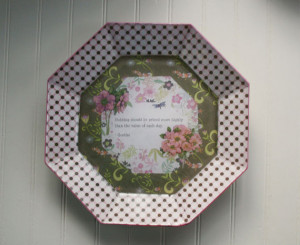Quote by Goethe Pink and Brown Reverse Decoupage Plate ES952195-38