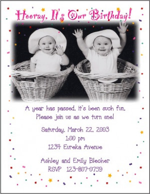 Girl/Girl Birthday Photo Card Invitations for Twins