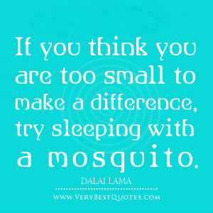 If you think you are too small to make a difference, try sleeping with ...