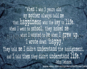John Lennon Beatles Quote Art Frame d Inspirational 5x7 Print Famous ...