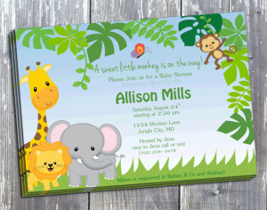 jungle theme baby shower invitations safari baby shower invitations p ...