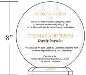 Appreciation Award Plaque Wording