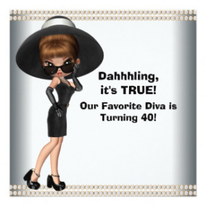 Fun Favorite Diva Womans 40th Birthday Party 13 Cm X 13 Cm Square ...