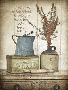 primitive signs sayings | We Give Thanks - Primitive Country Framed ...