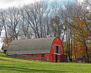 Red Gothic Barn - Horse Stable Photo - Country Landscape Art - Rustic ...