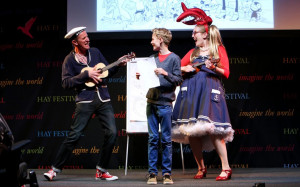 Philip Reeve and Sarah McIntyre entertain at Hay Festival 2014 Picture ...