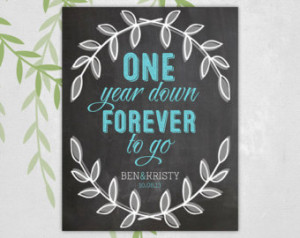 ... year down forever to go - chalkboard love quotes wall art - marriage