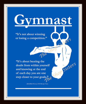 Olympics Gymnast Boy Inspirational Silhouette Blue and White 8 x 10 ...