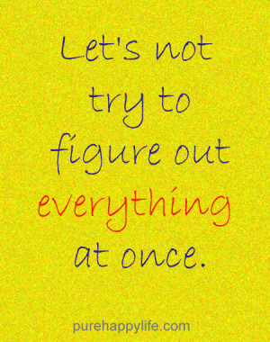 Life Quote: Let’s not try to figure out everything at once.