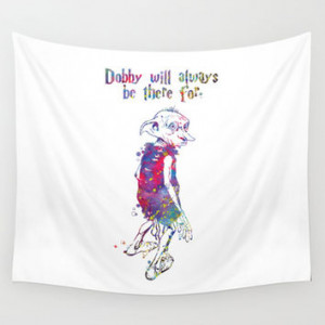 Dobby Quote Wall Tapestry by Bitter Moon